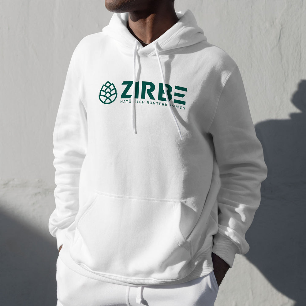 ZIRBE Alpine Comfort Hoodie in Weiß – Stylischer und bequemer Merch